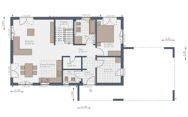 Schwabenhaus - Musterhaus Solitaire-B-90 E5 Erdgeschoss