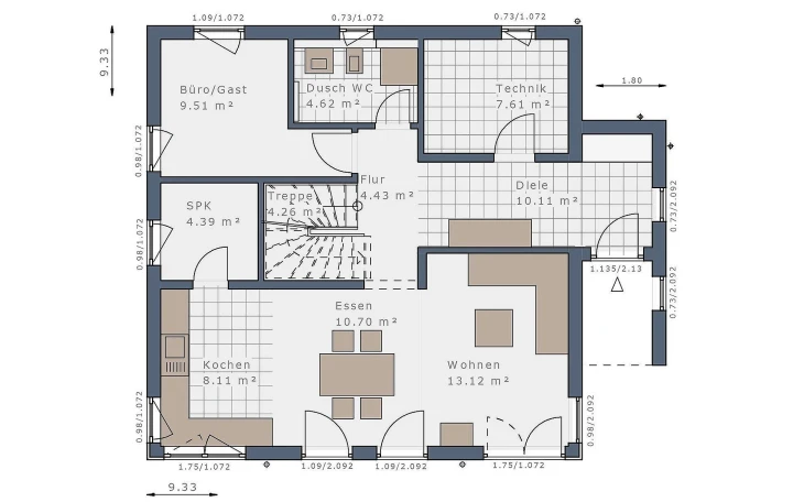 Schwabenhaus - Musterhaus Solitaire-E-145 E2 Erdgeschoss