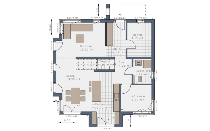 Schwabenhaus - Musterhaus Solitaire-E-145 E5 Erdgeschoss