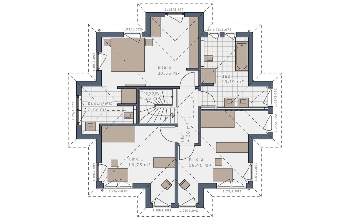 Schwabenhaus - Musterhaus Solitaire-E-145 E7 Obergeschoss