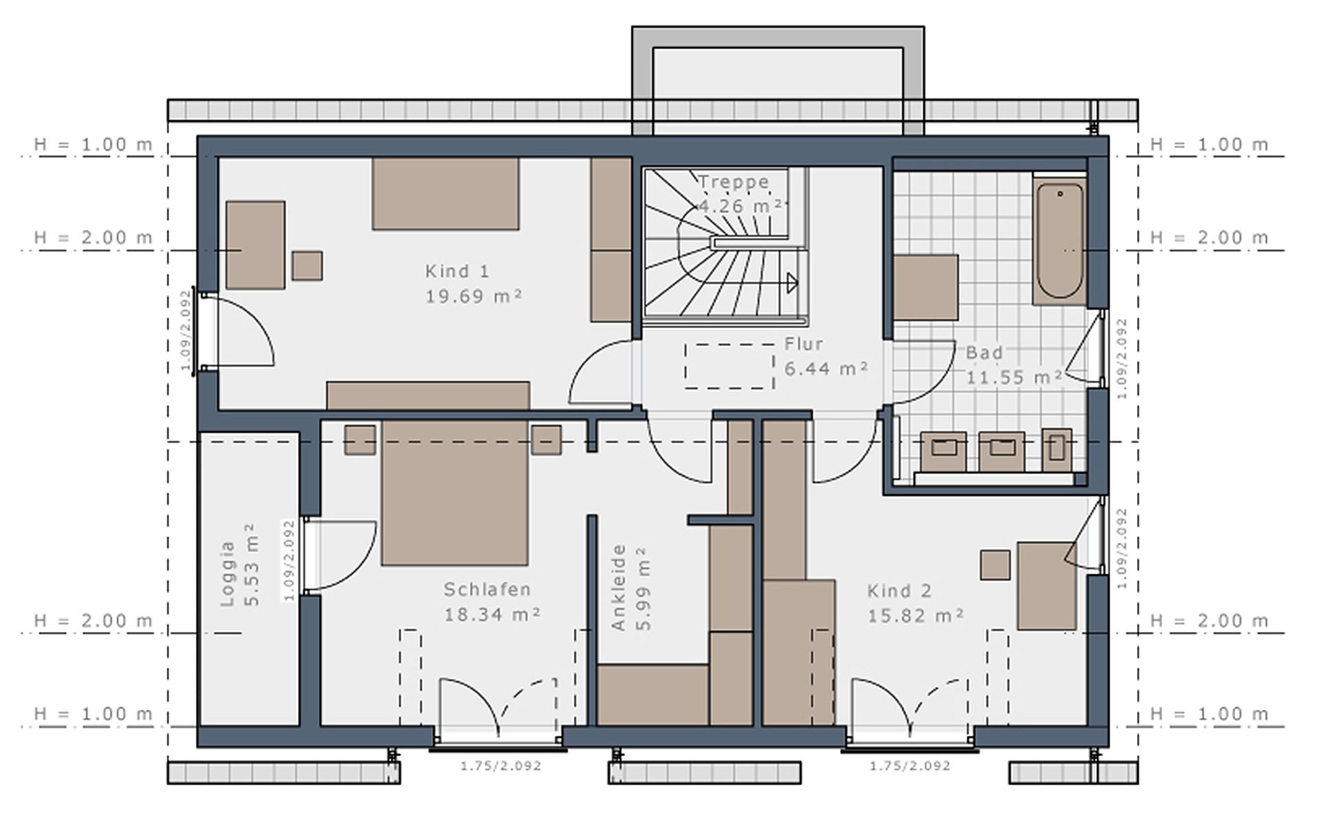 Dachgeschoss Solitaire-E-155 E1 von Schwabenhaus GmbH & Co. KG