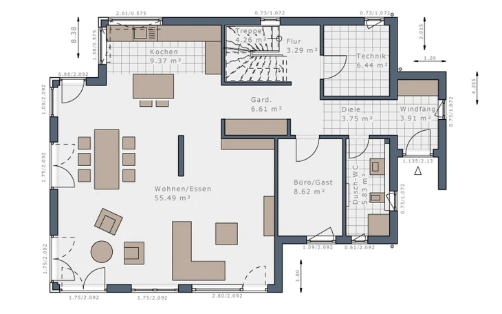 Schwabenhaus - Musterhaus Solitaire-E-155 E4 Erdgeschoss