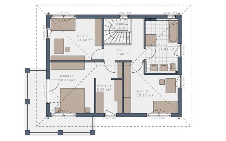 Schwabenhaus - Musterhaus Solitaire-E-155 E7 Obergeschoss