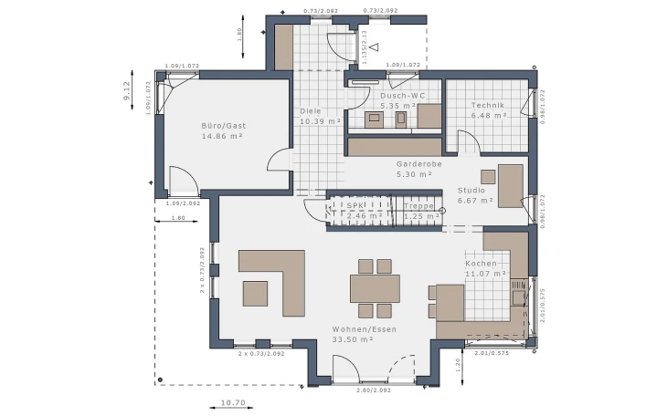 Schwabenhaus - Musterhaus Solitaire-E-165 E3 Erdgeschoss