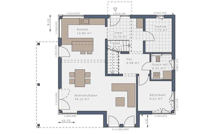 Schwabenhaus - Musterhaus Solitaire-E-165 E4 Erdgeschoss