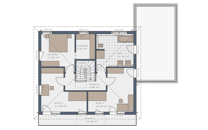 Schwabenhaus - Musterhaus Solitaire-E-165 E7 Obergeschoss