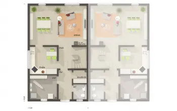 Grundriss Familienhaus Doppelhaus Duett 125 von Town & Country Haus