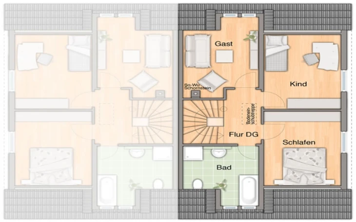 Town & Country Haus - Musterhaus Duett  115 Dachgeschoss