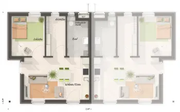 Grundriss Bungalow Doppelhaus Bungalow 45 von Town & Country Haus