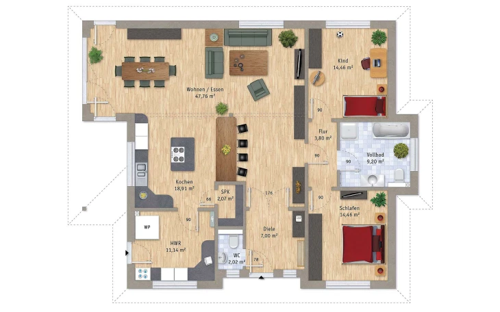 VarioSelf - Musterhaus VarioCorner 131 Erdgeschoss