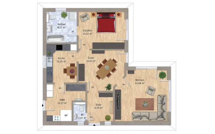 VarioSelf - Musterhaus VarioCorner 90 Erdgeschoss