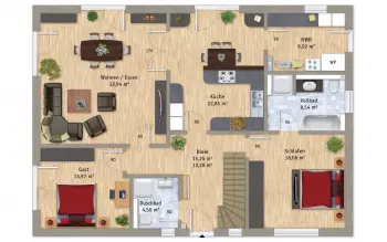 Grundriss Bungalow VarioFamily 196 von VarioSelf