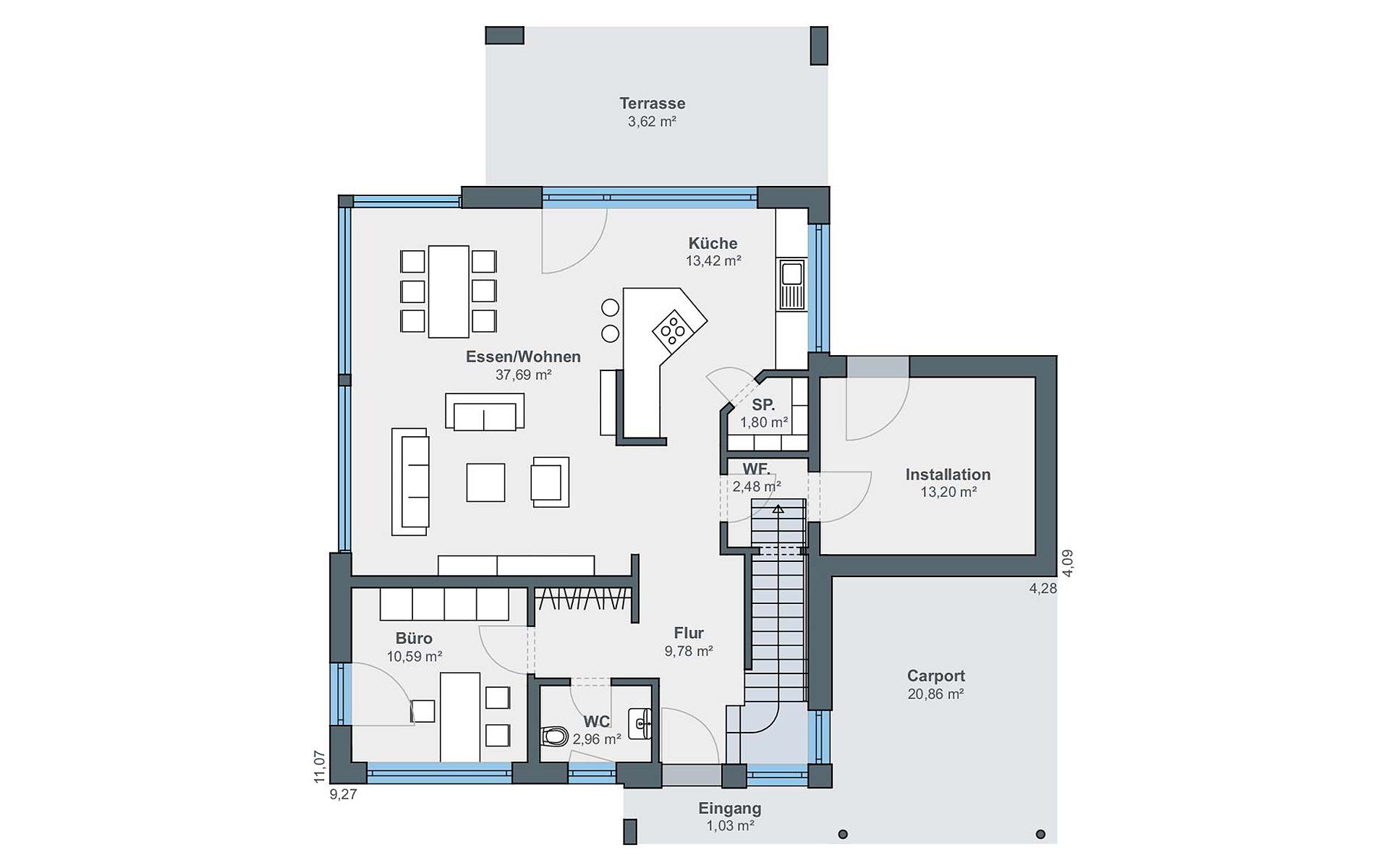 Erdgeschoss Ausstellungshaus CityLife 700 Rheinau-Linx von WeberHaus GmbH & Co. KG