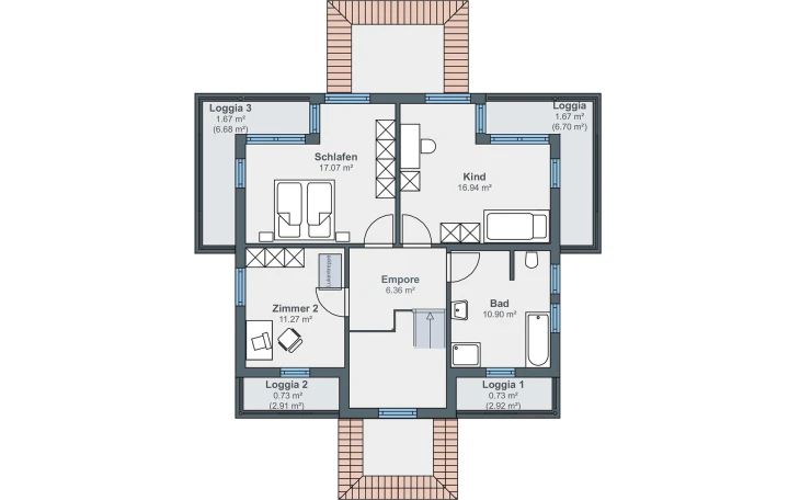 WeberHaus - Musterhaus Mannheim Stadtvilla (Ausstellungshaus) Obergeschoss