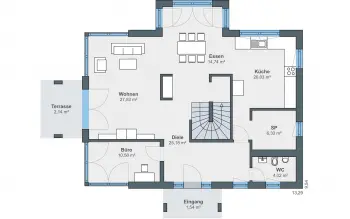 Grundriss Zeltdach München Stadtvilla (Ausstellungshaus) von WeberHaus