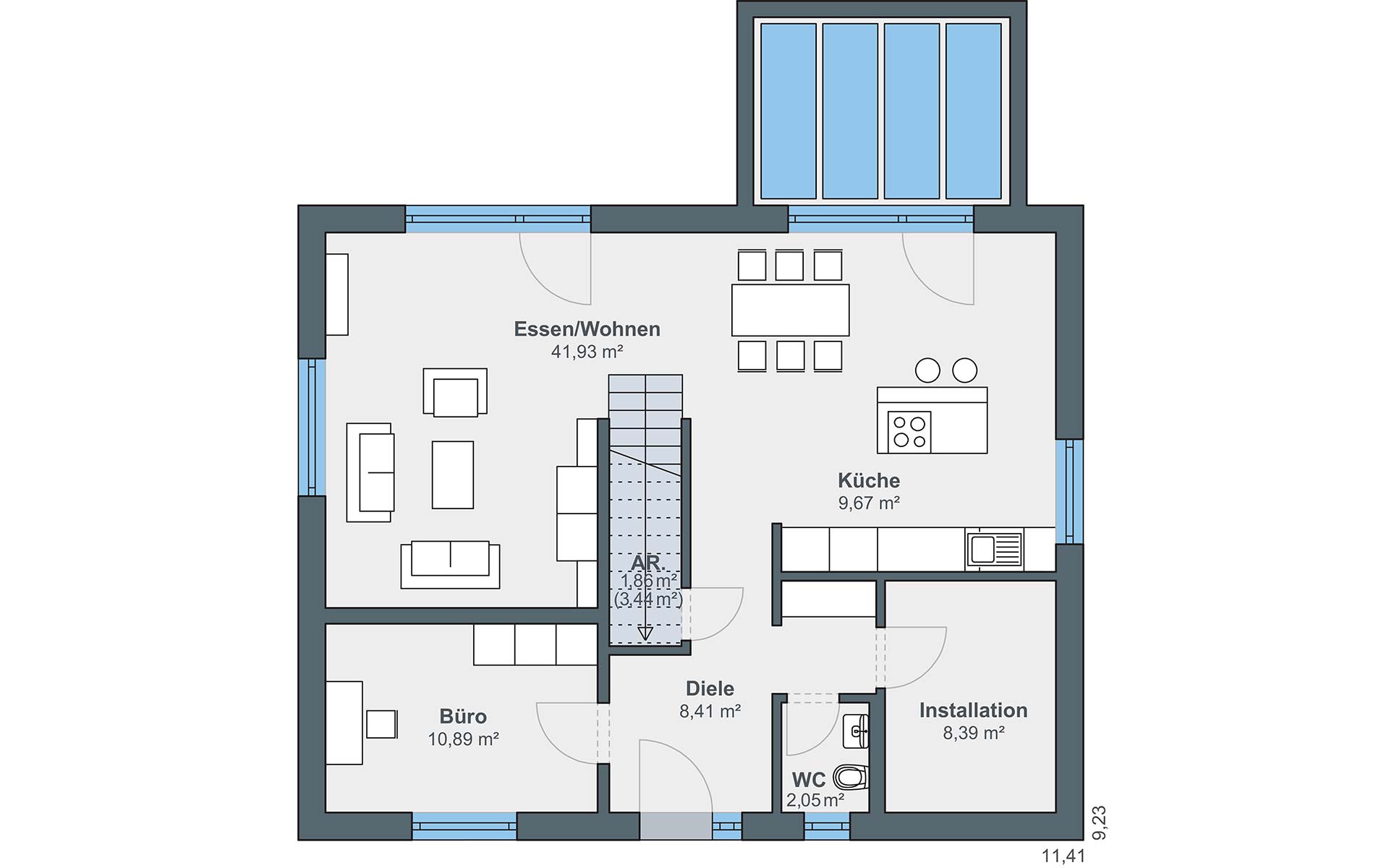 Erdgeschoss Jubiläumshaus generation 205 von WeberHaus GmbH & Co. KG
