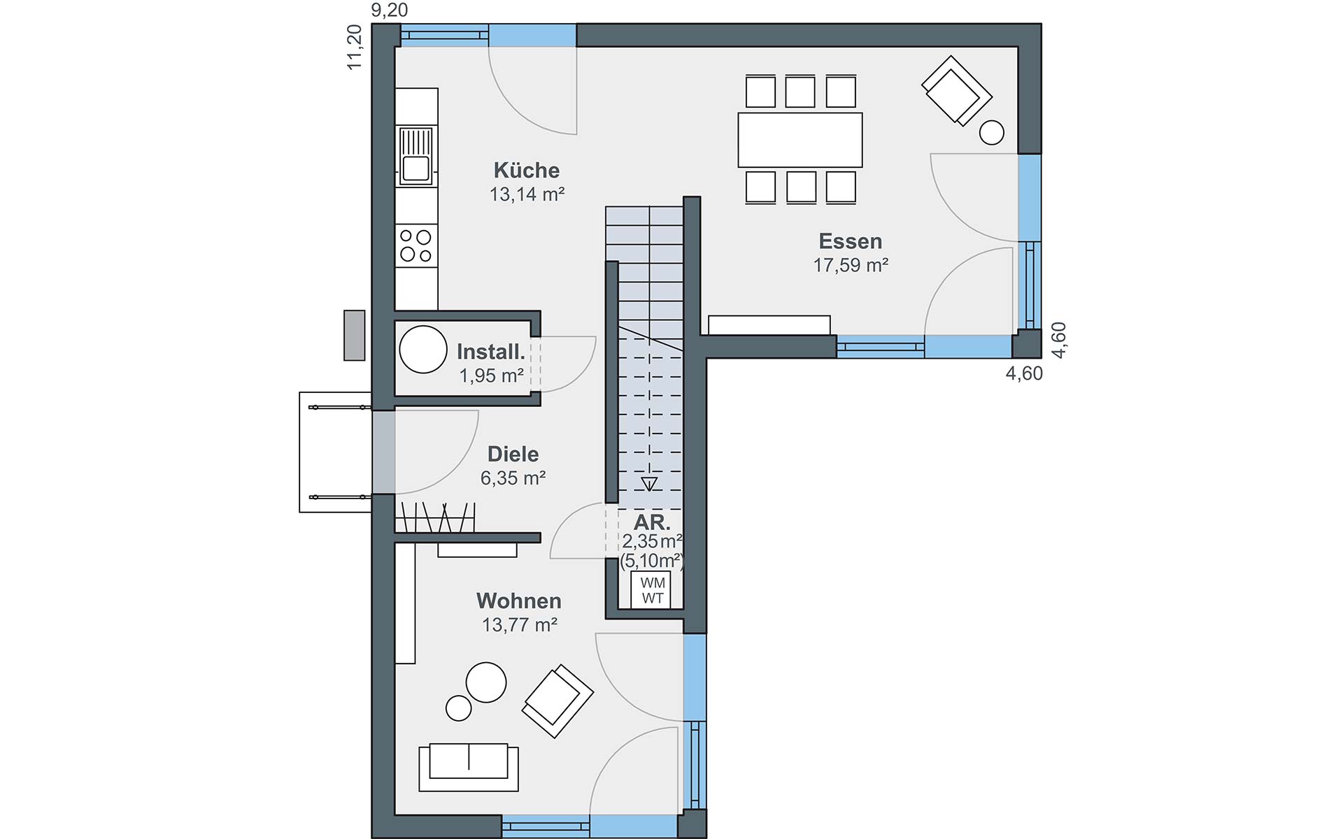 Erdgeschoss Option mit Anbaumodul von WeberHaus GmbH & Co. KG