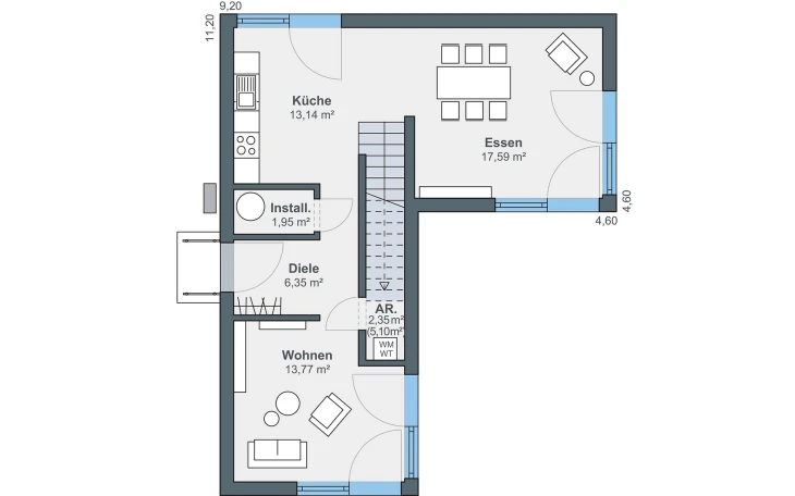 WeberHaus - Musterhaus Option mit Anbaumodul Erdgeschoss
