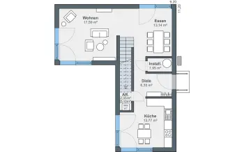 Grundriss Tiny House Option mit Anbaumodul von WeberHaus