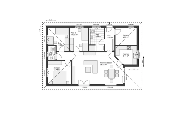 White&Black - Musterhaus White&Black Bungalow 105 Erdgeschoss