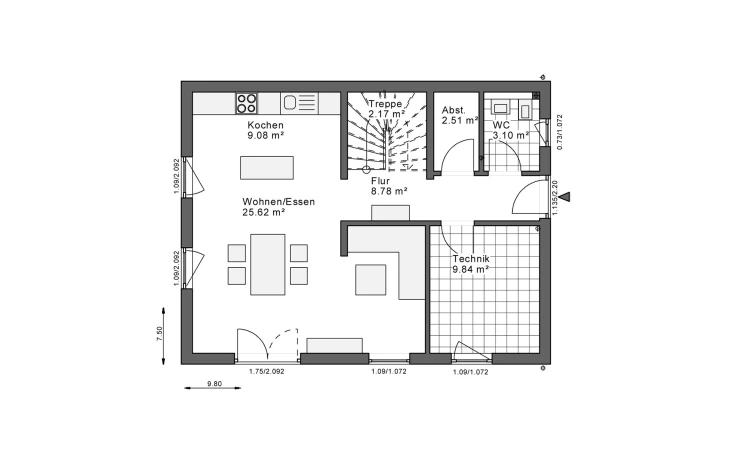 White&Black - Musterhaus White&Black 120 Basic Giebel Erdgeschoss