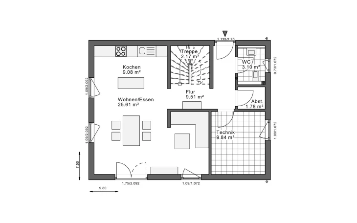 White&Black - Musterhaus White&Black 120 Basic Traufe Erdgeschoss