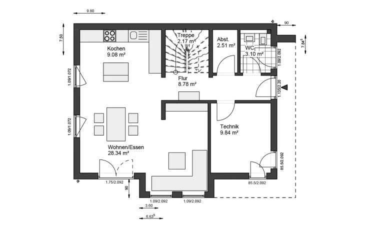 White&Black - Musterhaus White&Black 120 Basic Walmdach Erdgeschoss