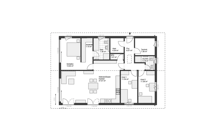 White&Black - Musterhaus White&Black Bungalow 125 Erdgeschoss