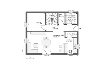 Grundriss Familienhaus White&Black 130 Basic Giebel von White&Black