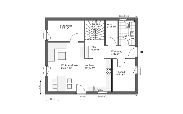 White&Black - Musterhaus White&Black 140 Basic Giebel Erdgeschoss