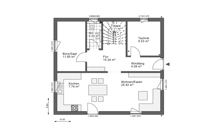 White&Black - Musterhaus White&Black 150 Basic Giebel Erdgeschoss