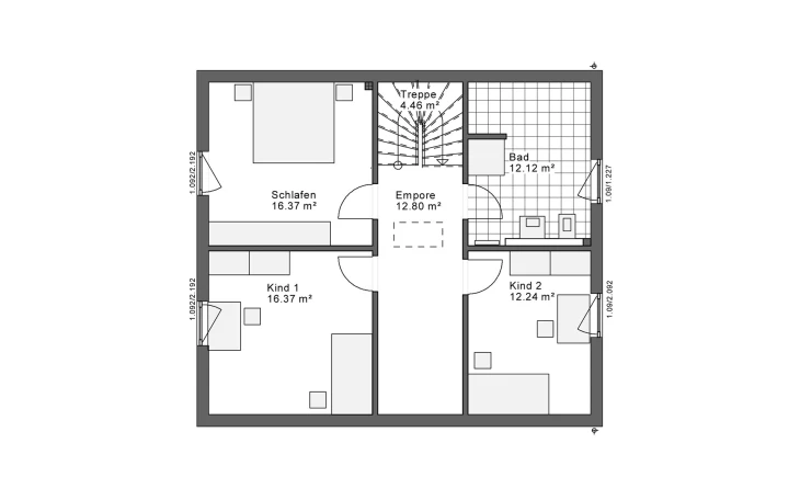 White&Black - Musterhaus White&Black 150 Basic Giebel Obergeschoss