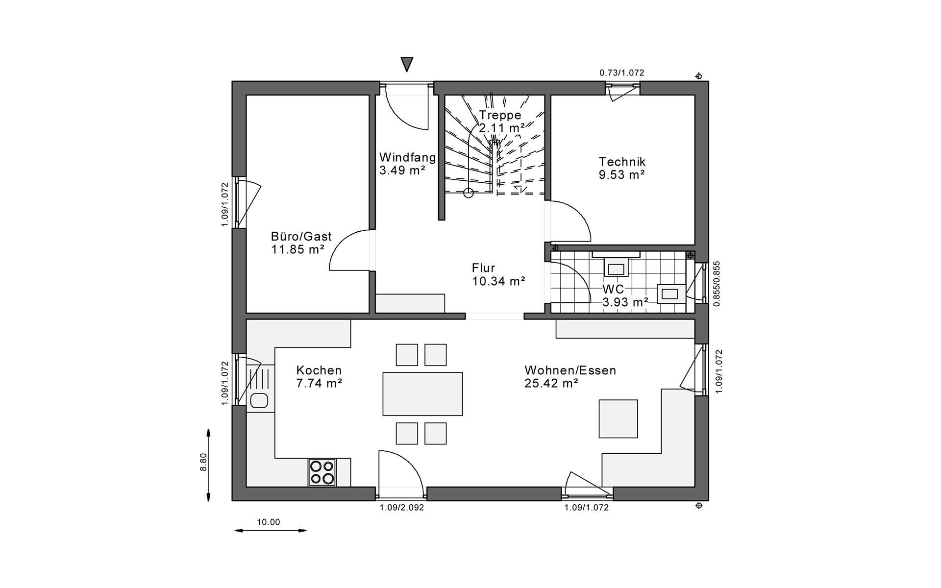 Erdgeschoss White&Black 150 Basic Traufe von White&Black Schwabenhaus GmbH