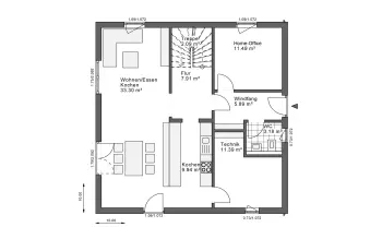 Grundriss Familienhaus White&Black 170 Basic Giebel von White&Black