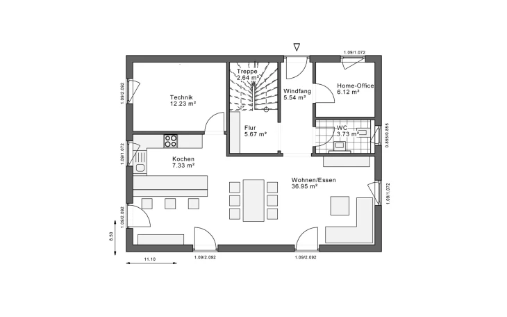 White&Black - Musterhaus White&Black 160 Basic Traufe Erdgeschoss