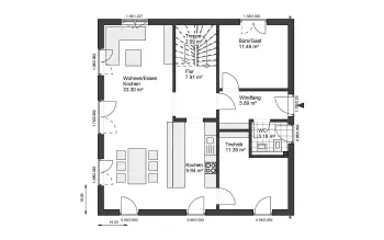 Grundriss Stadtvilla / Villa White&Black 170 Basic Walmdach von White&Black