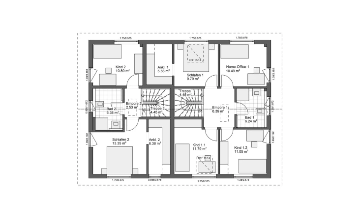 White&Black - Musterhaus White&Black 220 Basic Concept 2 Obergeschoss