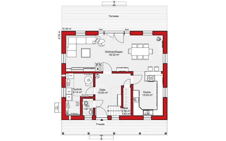 Wolf-Haus - Musterhaus Edition E 139 Erdgeschoss