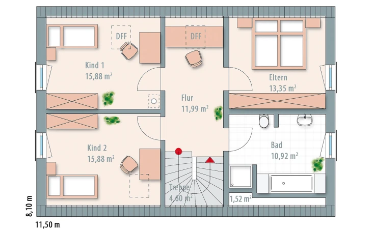 Wolf-Haus - Musterhaus Edition 140 Dachgeschoss