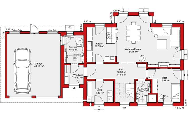 Wolf-Haus - Musterhaus Edition S 174 Erdgeschoss