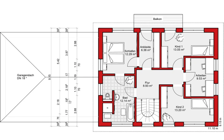 Wolf-Haus - Musterhaus Edition S 174 Obergeschoss