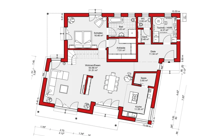 Wolf-Haus - Musterhaus Edition E 179 Erdgeschoss