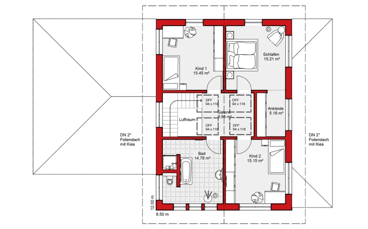 Wolf-Haus - Musterhaus Edition S 186 Obergeschoss