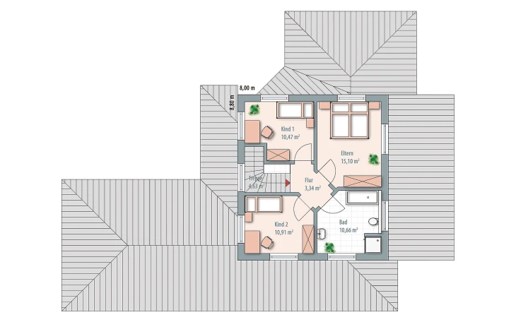 Wolf-Haus - Musterhaus Edition Select 196 Obergeschoss