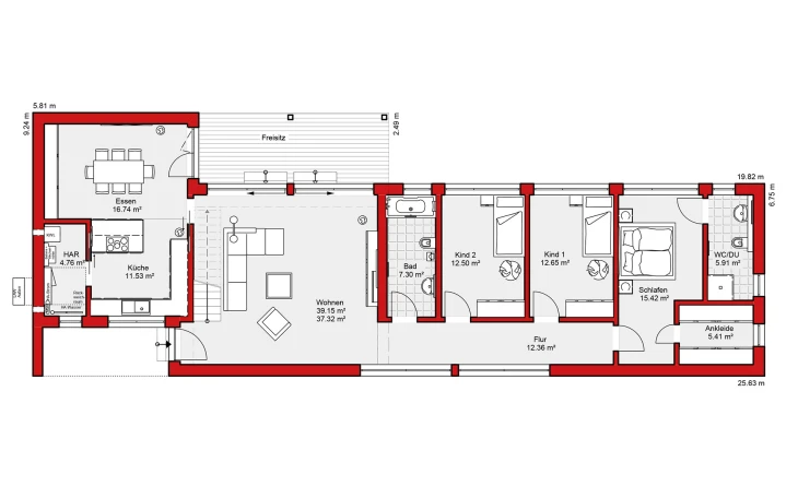 Wolf-Haus - Musterhaus Edition E 203 Erdgeschoss