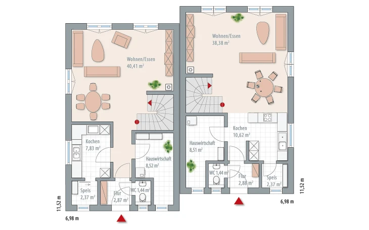 Wolf-Haus - Musterhaus Edition D 122 Doppelhaushälfte Erdgeschoss