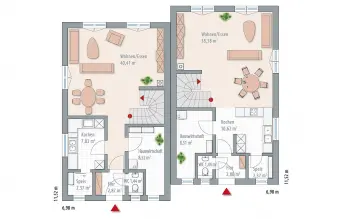 Grundriss Satteldach Edition D 124 Doppelhaushälfte von Wolf-Haus