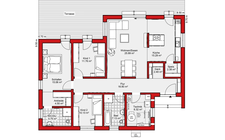 Wolf-Haus - Musterhaus Edition B 125 Erdgeschoss