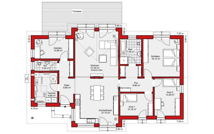 Wolf-Haus - Musterhaus Edition B 147 Erdgeschoss