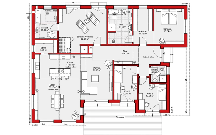 Wolf-Haus - Musterhaus Edition B 205 Erdgeschoss